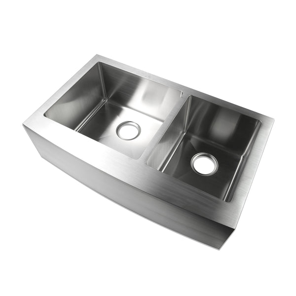Stainless Farmhouse Sink 33 60 40 Double Bowl Scratch Resistant Finish Luxier A002 R