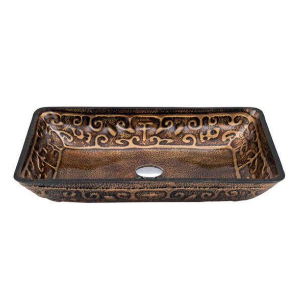 Rectangular Glass Vessel Sink Tempered 16 Bronze Hand Painted Dawn Gvb86153 1