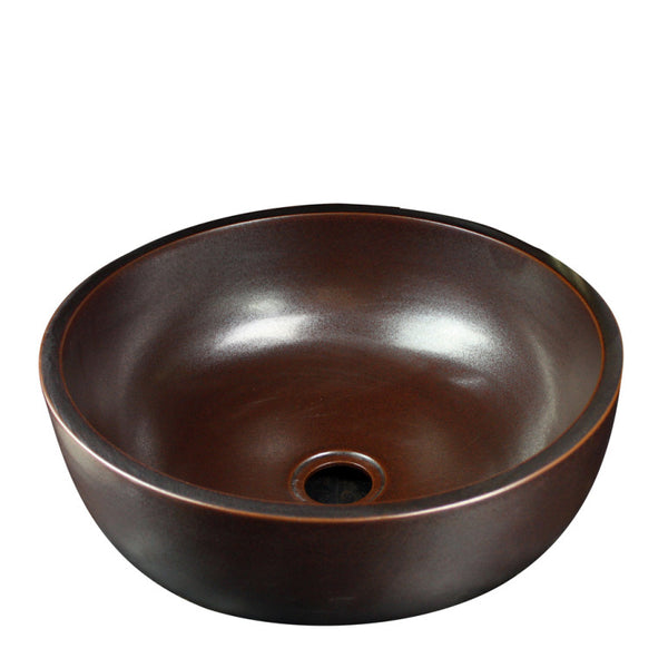 Ceramic Vessel Sink 16 Brown Round Hand Painted Dawn Gvb87038