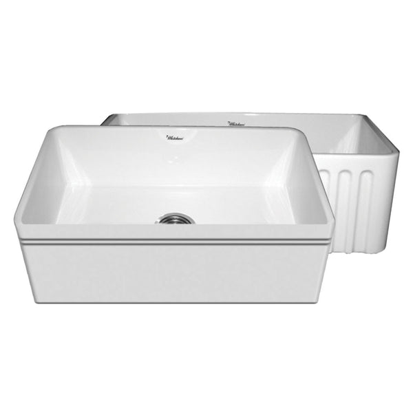 30 Fireclay Farmhouse Sink Single Bowl Reversible Decorative Lip Or Fluted Whitehaus Quatro Alcove Whflal3018