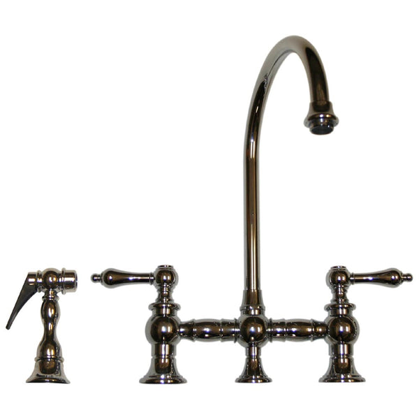 Whitehaus Vintage Lever Bridge Kitchen Faucet With Side Spray