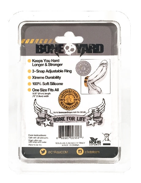Boneyard Silicone Cock Strap - 3 Snap Ring - Yellow