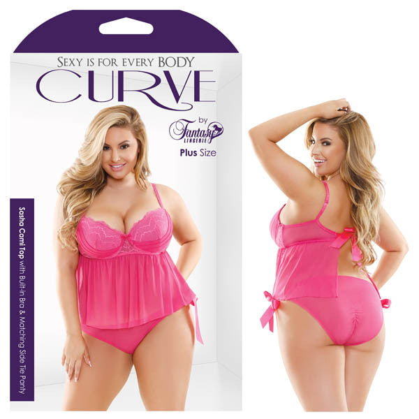 Curve Sasha Cami Top With Built-In Bra & Matching Side Tie Panty