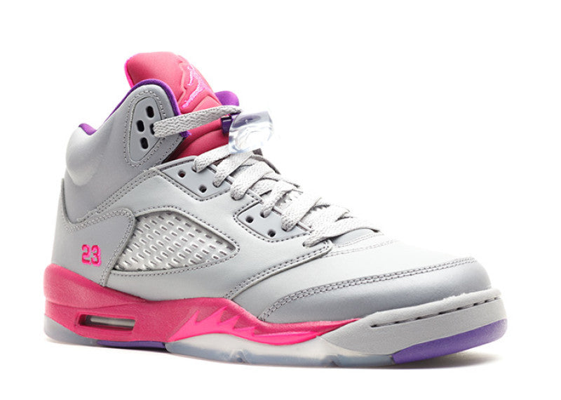 grey and pink jordan 5s