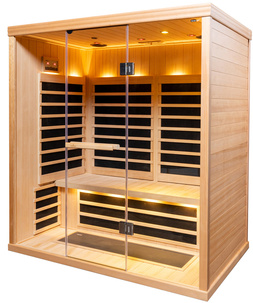 anker bagageruimte Beurs 3 Person S-830 Low EMR/Low EF Infrared Sauna | Leisure Concepts