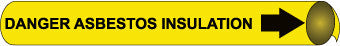 NMC G4033-PIPEMARKER STRAP-ON, DANGER ASBESTOS INSULATION B/Y, FITS 8''-10'' PIPE (1 EACH)