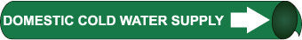 NMC H4036-PIPEMARKER STRAP-ON, DOMESTIC COLD WATER SUPPLY W/G, FITS OVER 10'' PIPE (1 EACH)