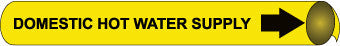 NMC H4038-PIPEMARKER STRAP-ON, DOMESTIC HOT WATER SUPPLY B/Y, FITS OVER 10'' PIPE (1 EACH)