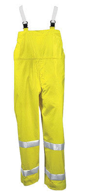 Tingley O53122-3X 3X Fluorescent Yellow/Green Comfort-Brite 14 mil PVC And Polyester Class E Level 2 Flame Resistant Rain Bib Overalls With Fly Front And Snap Closure And Silver Reflective Tape (1/EA)