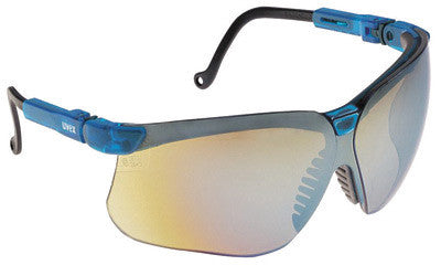 Uvex S3243 By Honeywell Genesis Safety Glasses With Blue Nylon Frame And Gold Mirror Polycarbonate Ultra-dura Anti-Scratch Hard Coat Lens (10/EA)