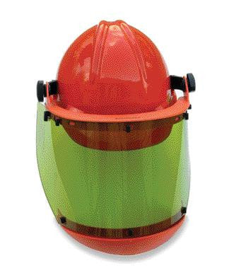 W H AS1000HAT Salisbury Orange Hard Cap WIth Ratchet Suspension, Chin Gurad And AS1000 Series Arc Flash Faceshield (1/EA)