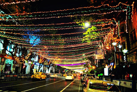 Christmas decorations on Park Street in Kolkata, 2017