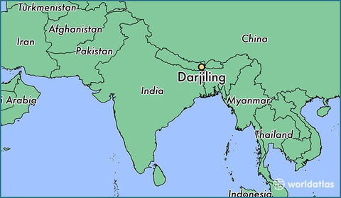Map of south Asia with Darjeeling Clearly Marked