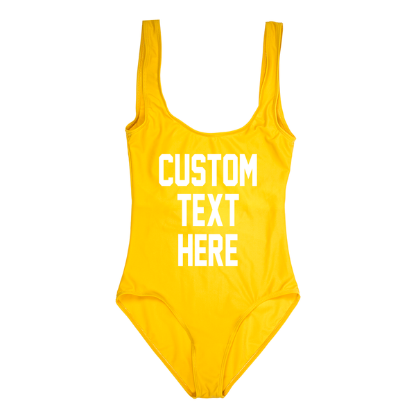 custom text one piece swimsuit