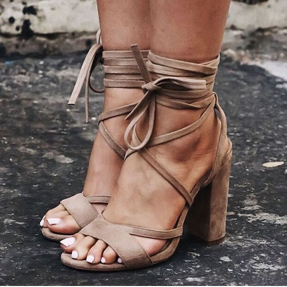chunky lace up heels