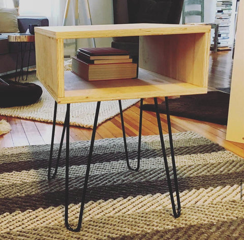 bedside compartment hairpin leg table 