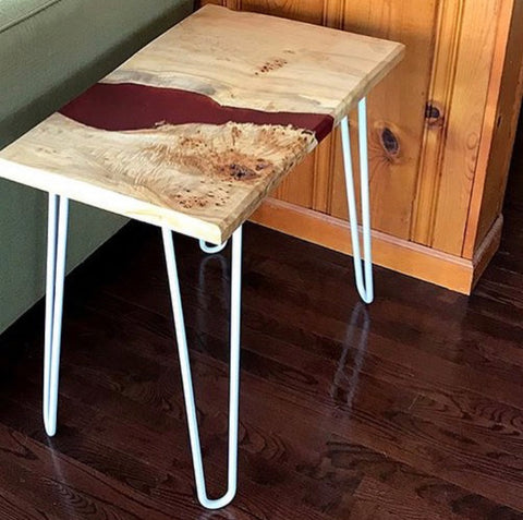 epoxy wood hairpin leg bench