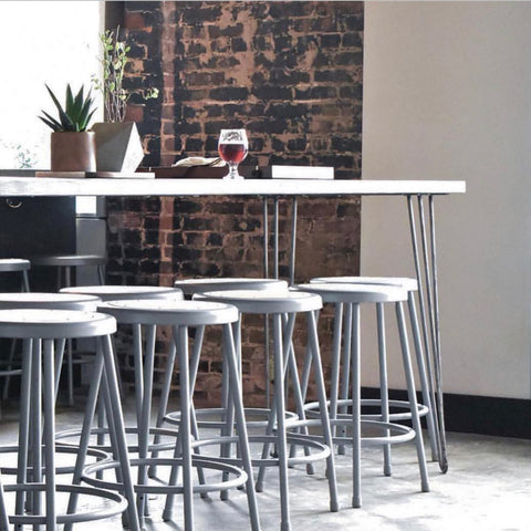 hairpin leg table bar seating 