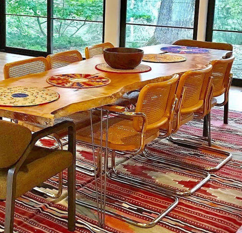 wood slab live edge dining table vintage modern