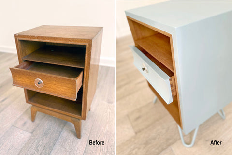 diy hairpin legs modernage nightstand before and after