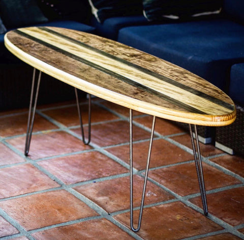 surfboard oval coffee table hairpin legs
