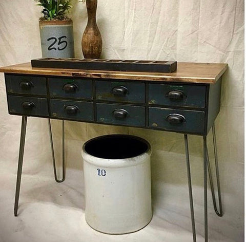 vintage console with drawers 