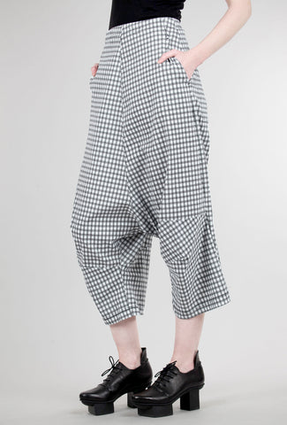 Rundholz Sig Stretch Slouch Crop Trouser, Black Check 