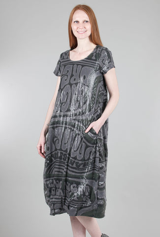 Rundholz Cap Sleeve Sequin Dress, Teal Print 