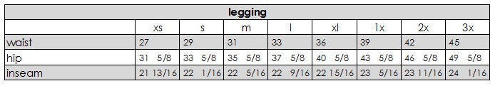 Legging Measurements