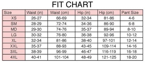 Panty size chart