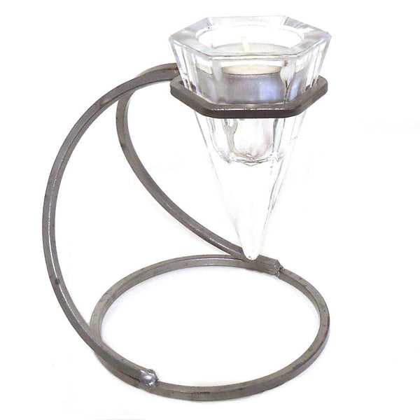 iron and glass candle holder