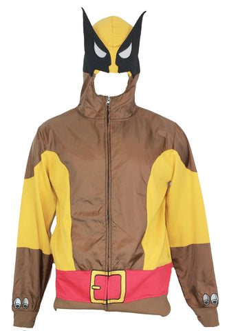 Wolverine (Marvel comics) Mens Zip Up Hoodie Sweatshirt - Tan Costume Style