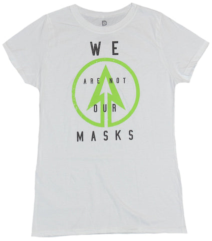 Green Arrow Girls Juniors T-Shirt - We Are Not Our Masks Green Arrow Logo