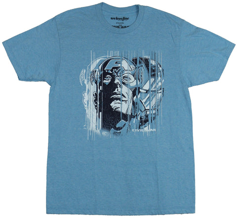 Captain America Civil War Mens T-Shirt - Cap Iron Man Lined Faces Images