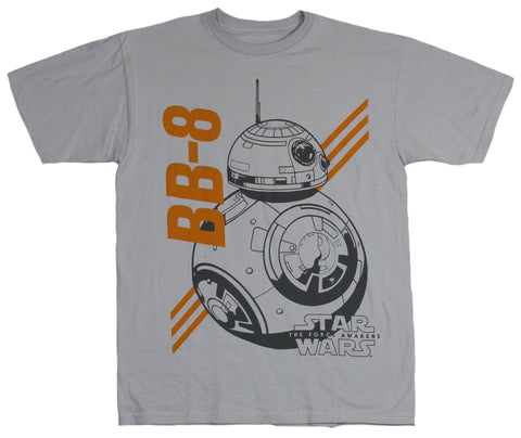 Star Wars Mens T-Shirt - Black BB-8 Drawing Orange Stripes & name Image