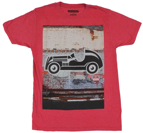 Monopoly Mens T-Shirt - Car Game Piece Graffiti on Distressed Wall Image