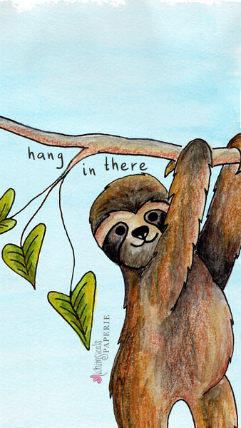 sloth hang in there phone background