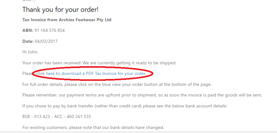 How to download a tax invoice - Archies Footwear