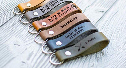leather belts with engraved name | leather bands | keyrings
