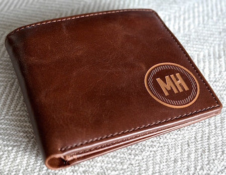 Brown leather wallet with initials | brown leather wallet for groomsmen | gifts for him