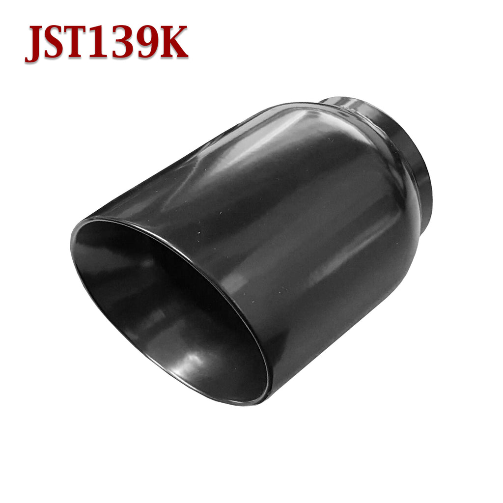 Black Chrome Finish 2.5 Inlet 4 Outlet Muffler Tip A-KARCK Performance Dual Exhaust Tip 2.5 Inlet Double Wall Tailpipe Tip Slant Angle Edge Cut 