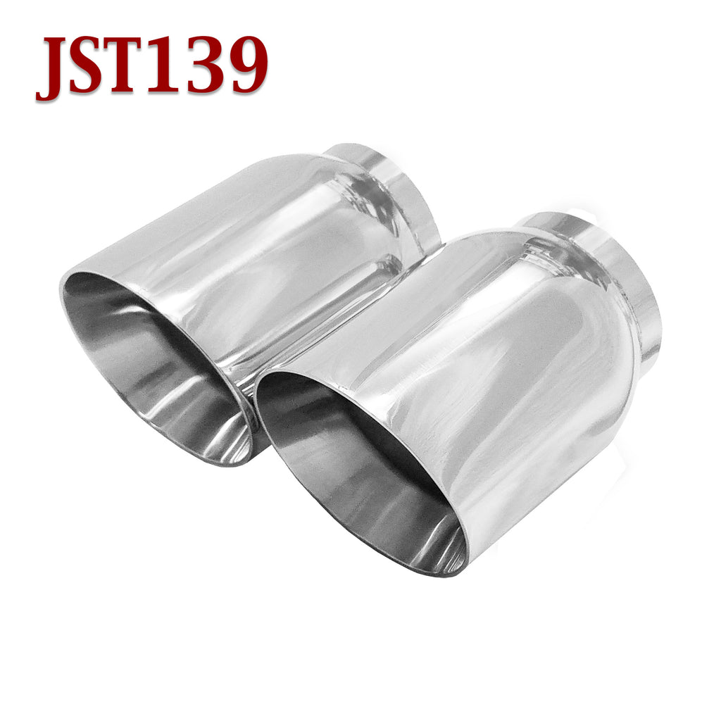 5" Long 4" Outlet JST139K PAIR 2.5" Black Round Exhaust Tips 2 1/2" Inlet