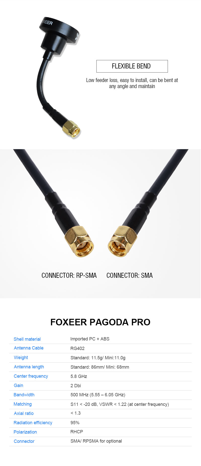 RHCP Foxeer Pagoda Pro Antenna Long for Sale