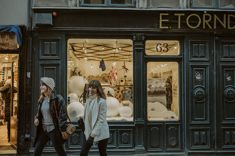 Katie and Lisa of Dressing Vintage in Stockholm Sweden During the Winter of 2016