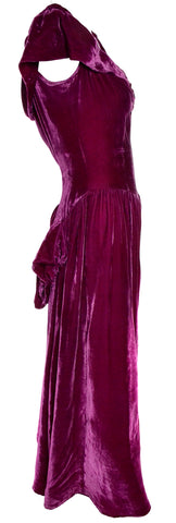 1930s vintage velvet dress raspberry