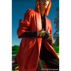 vakko 1980s orange leather coat