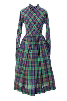 Claire McCardell Vintage Green and Purple Plaid Dress