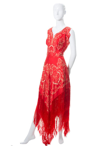 Pauline Trigere Vintage Red Silk Dress