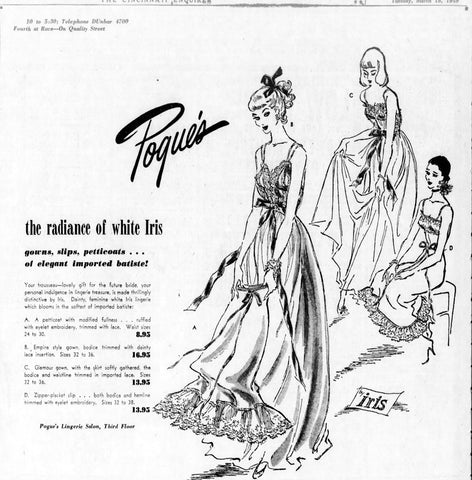 1949 Pogue Iris Lingerie Sylvia Pedlar Advertisement