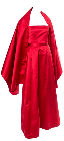 Utako vintage red formal evening gown with wrap